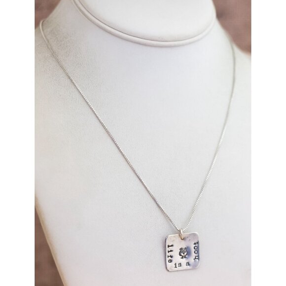 18 inch, Vintage Sterling Silver Life Is A Hoot Owl Necklace - X24 - Picture 2 of 3